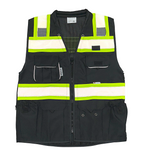 REXZUS D Safety Vest Black For Mens Class 2 Black Series Heavy Duty Utility Pockets Safety Vests Premium Black Series