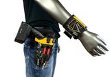 Drill Tool Belt Holster and Magnetic Wristband Combo, Safe and Convenient Storage for Electric Drill, bits, Screws and Accessories for Men, Tradesman and DIY Enthusiast (Black/Yellow)
