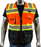 REXZUS C Vest For Mens  Black Series Serveyors Utility Pockets Safety Vests Premium Black Series Serveyors Vest