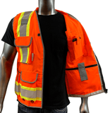 REXZUS A Reflective Vest Class 2 Heavy Woven Two Tone Engineer Hi Viz Safety Vest 3M 8712 Tape