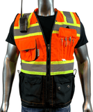 REXZUS C Vest For Mens  Black Series Serveyors Utility Pockets Safety Vests Premium Black Series Serveyors Vest