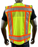 REXZUS A Reflective Vest Class 2 Heavy Woven Two Tone Engineer Hi Viz Safety Vest 3M 8712 Tape