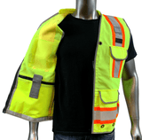 REXZUS A Reflective Vest Class 2 Heavy Woven Two Tone Engineer Hi Viz Safety Vest 3M 8712 Tape