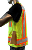 REXZUS A Reflective Vest Class 2 Heavy Woven Two Tone Engineer Hi Viz Safety Vest 3M 8712 Tape