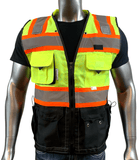 REXZUS C Vest For Mens  Black Series Serveyors Utility Pockets Safety Vests Premium Black Series Serveyors Vest