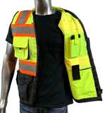 REXZUS C Vest For Mens  Black Series Serveyors Utility Pockets Safety Vests Premium Black Series Serveyors Vest