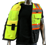 REXZUS C Vest For Mens  Black Series Serveyors Utility Pockets Safety Vests Premium Black Series Serveyors Vest
