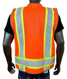 REXZUS G Safety Reflective Vest Class 2 Heavy-Duty Surveyors Safety Vest With Zipper And Pockets