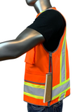 REXZUS G Safety Reflective Vest Class 2 Heavy-Duty Surveyors Safety Vest With Zipper And Pockets