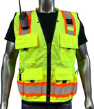 REXZUS F Professional Surveyors Safety Vests With Pockets and Zipper & High Visibility Reflective Tape 3M