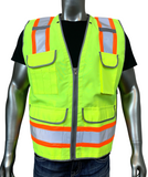 REXZUS G Safety Reflective Vest Class 2 Heavy-Duty Surveyors Safety Vest With Zipper And Pockets