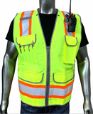 REXZUS G Safety Reflective Vest Class 2 Heavy-Duty Surveyors Safety Vest With Zipper And Pockets