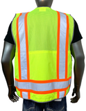 REXZUS G Safety Reflective Vest Class 2 Heavy-Duty Surveyors Safety Vest With Zipper And Pockets
