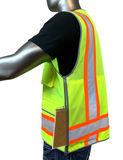REXZUS G Safety Reflective Vest Class 2 Heavy-Duty Surveyors Safety Vest With Zipper And Pockets
