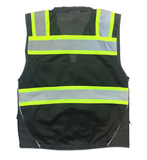 REXZUS D Safety Vest Black For Mens Class 2 Black Series Heavy Duty Utility Pockets Safety Vests Premium Black Series