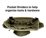 Tool Belt With Suspenders - Adjustable System with 2-Power Tool Hooks - Tool Pouch For Framers Carpenter Electrician (Khaki)