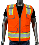 REXZUS G Safety Reflective Vest Class 2 Heavy-Duty Surveyors Safety Vest With Zipper And Pockets