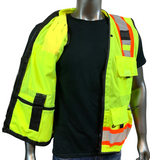 REXZUS F Professional Surveyors Safety Vests With Pockets and Zipper & High Visibility Reflective Tape 3M