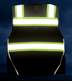 REXZUS D Safety Vest Black For Mens Class 2 Black Series Heavy Duty Utility Pockets Safety Vests Premium Black Series
